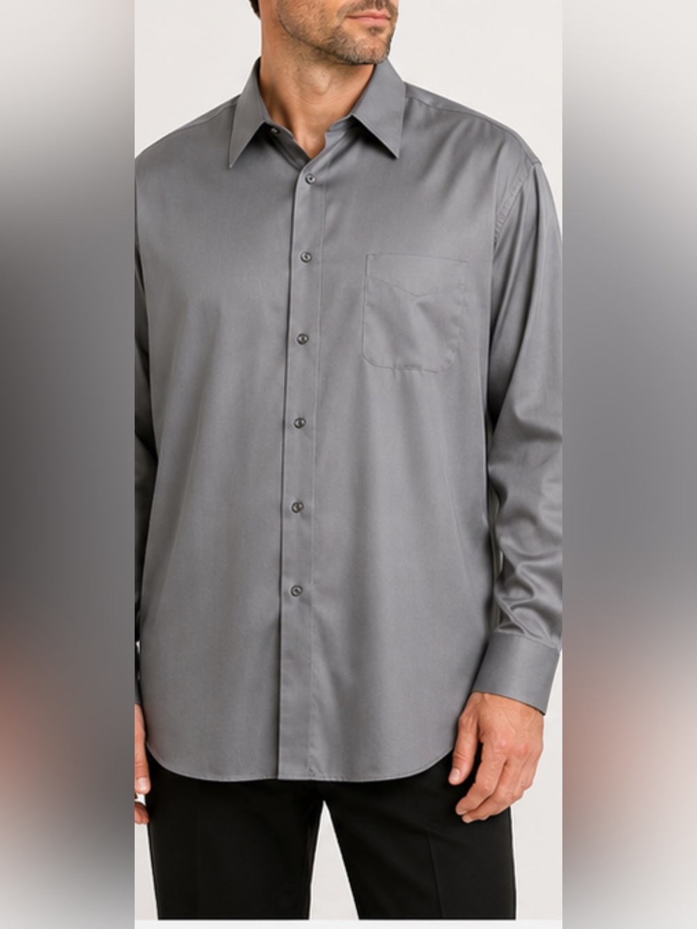 Geoffrey Beene Gray Tall Dress Shirt Size 20 36/37